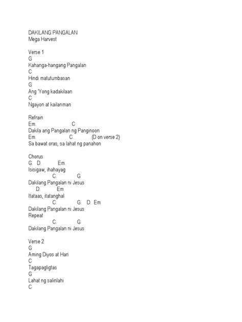 mega chords and lyrics.
